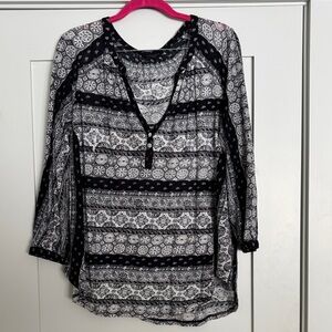 Lucky Brand Black White Lightweight Tunic